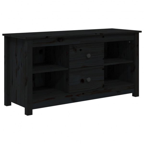 Mueble de TV de madera maciza de pino negro 103x36.5x52 cm M 2