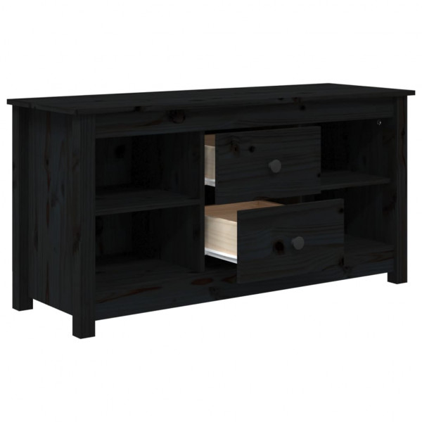Mueble de TV de madera maciza de pino negro 103x36.5x52 cm M 4
