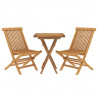 Juego de comedor para jardín 3 piezas madera maciza de teca 3