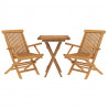 Juego de comedor para jardín 3 piezas madera maciza de teca 3