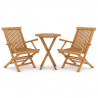 Juego de comedor para jardín 3 piezas madera maciza de teca 2
