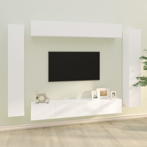 Set de muebles para TV 8 piezas madera contrachapada blanco D