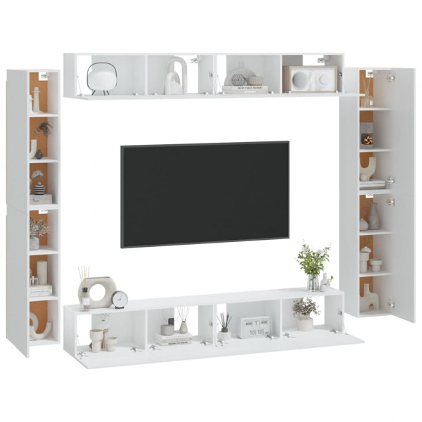 Set de muebles para TV 8 piezas madera contrachapada blanco M 3