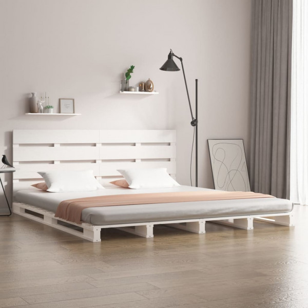 Estructura de cama de madera maciza de pino blanco 200x200 cm D