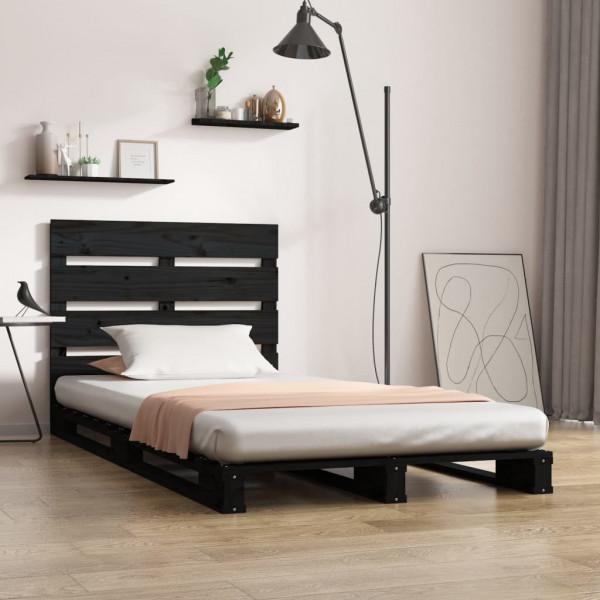 Estructura de cama madera maciza pino negro 75x190 cm D