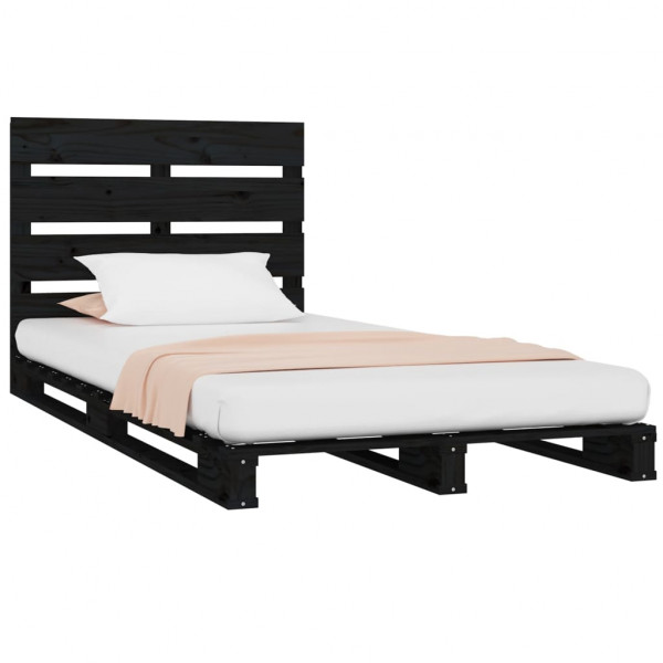Estrutura cama pequena de solteiro 75x190 cm pinho maciço preto M 4