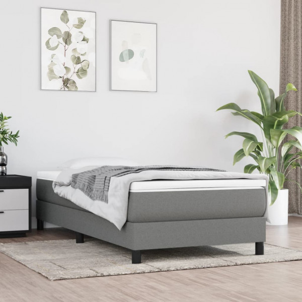 Estructura de cama box spring tela gris oscuro 100x200 cm D