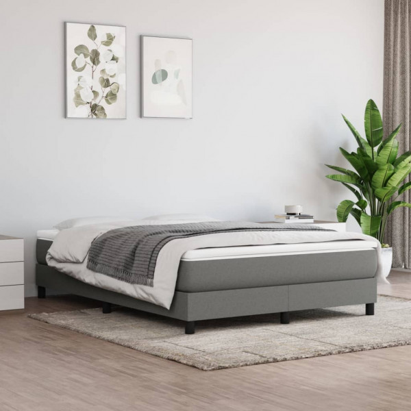 Estructura de cama box spring tela gris oscuro 140x200 cm D