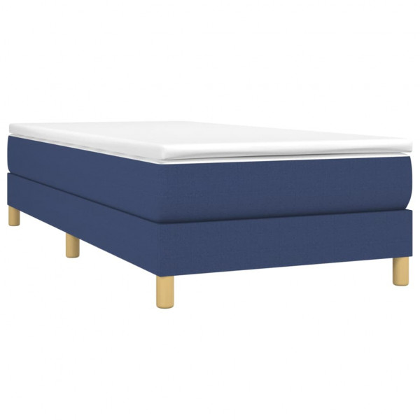 Estructura de cama box spring tela azul 90x190 cm M 3
