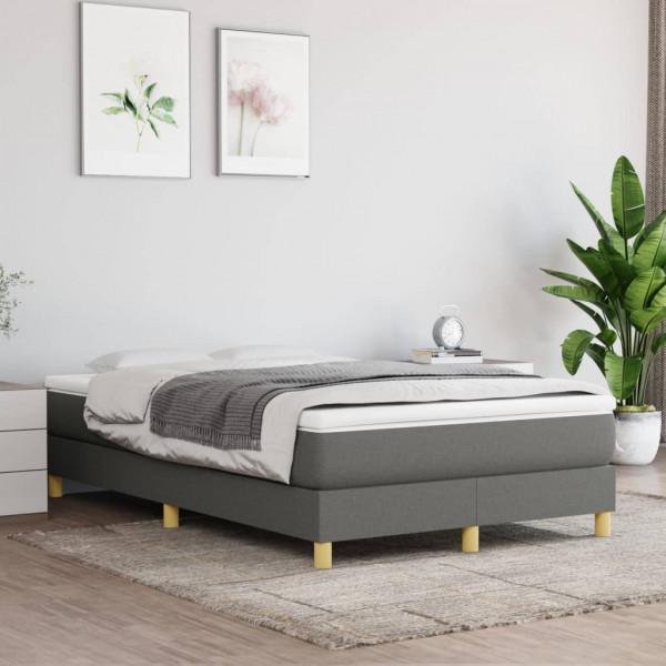 Estructura de cama box spring tela gris oscuro 120x200 cm D