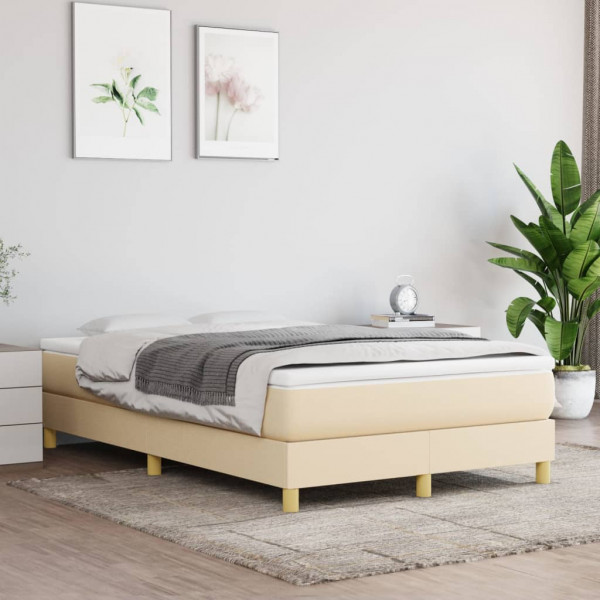 Estructura de cama box spring tela color crema 120x200 cm D