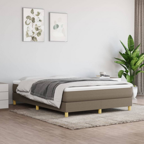 Estructura de cama box spring tela gris taupe 140x200 cm D