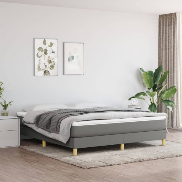 Estructura de cama box spring tela gris oscuro 160x200 cm D