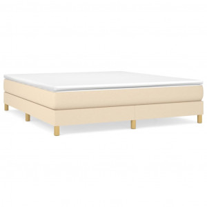 Estructura de cama box spring tela color crema 160x200 cm H
