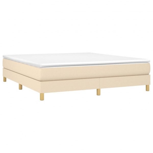 Estructura de cama box spring tela color crema 160x200 cm M 3