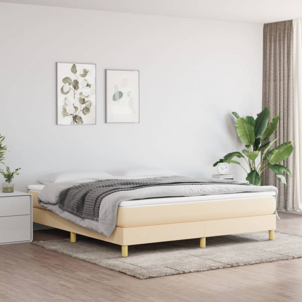 Estructura de cama box spring tela color crema 180x200 cm D