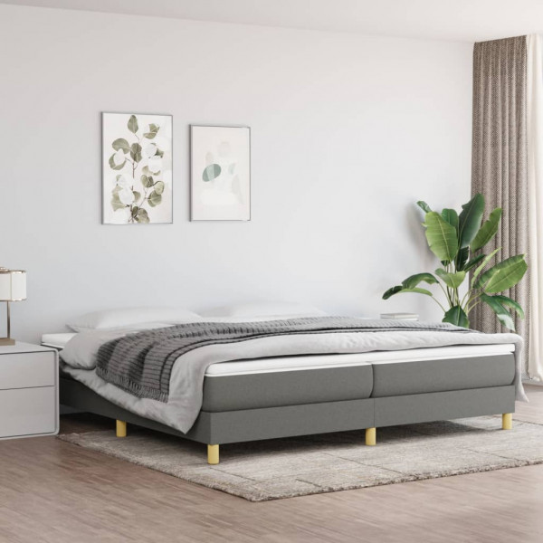 Estructura de cama box spring tela gris oscuro 200x200 cm D