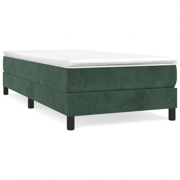 Estrutura de cama sem colchão 90x200 cm veludo verde-escuro M 2