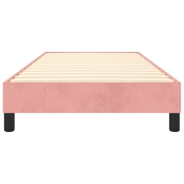 Estrutura de cama 90x200 cm veludo rosa M 5