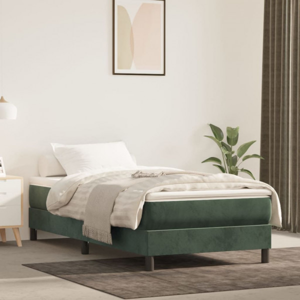 Estructura de cama box spring terciopelo verde oscuro 100x200cm D