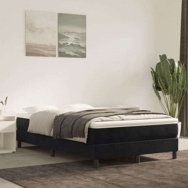 Estructura de cama box spring terciopelo negro 120x200 cm D