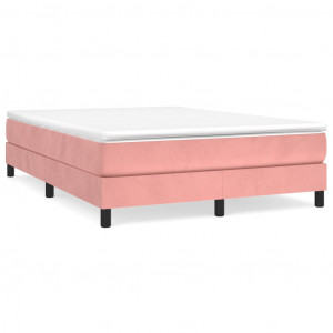 Estrutura de cama 140x200 cm veludo rosa H
