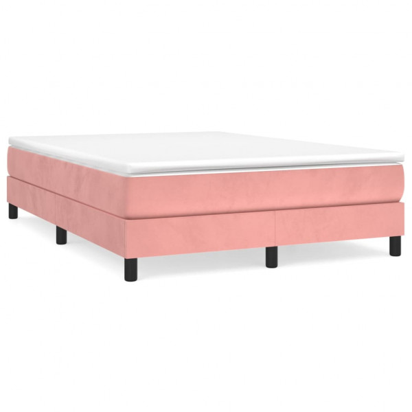 Estructura de cama box spring terciopelo rosa 140x200 cm M 2
