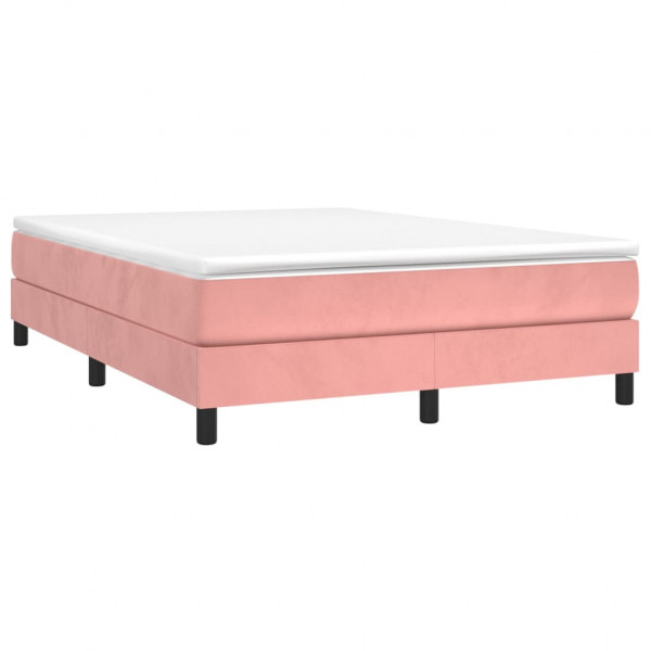 Estructura de cama box spring terciopelo rosa 140x200 cm M 3