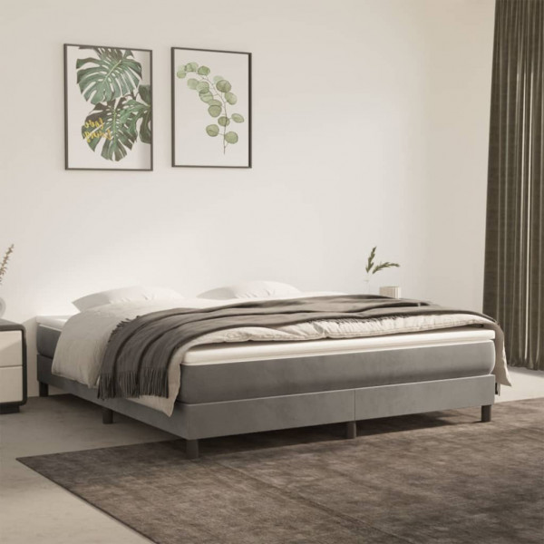 Estructura de cama box spring terciopelo gris claro 160x200 cm D