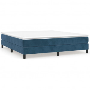Estrutura de cama sem colchão 160x200 cm veludo azul-escuro H