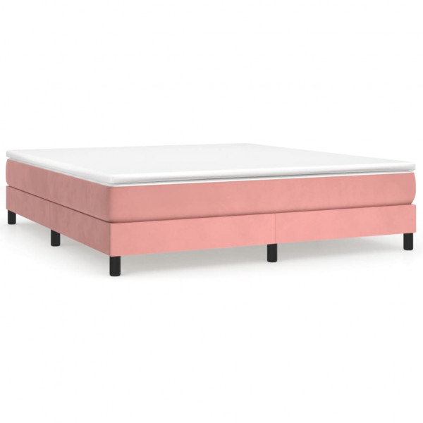 Estrutura de cama 160x200 cm veludo rosa M 2