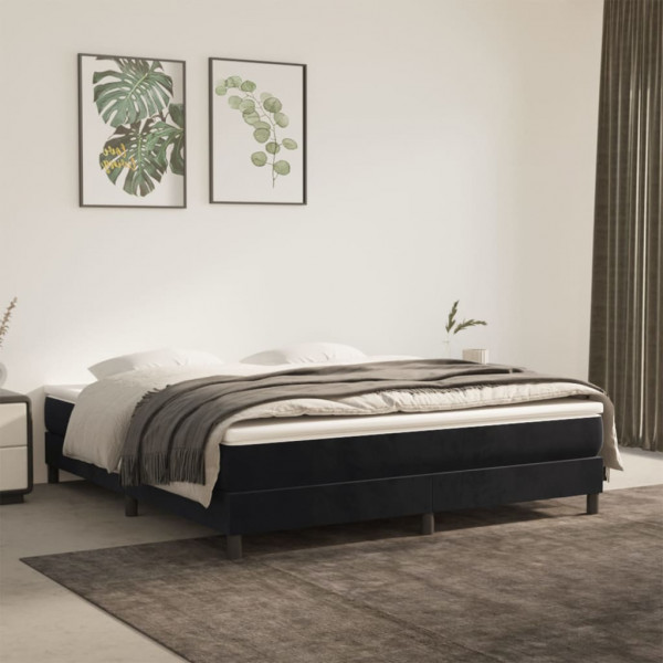Estructura de cama box spring terciopelo negro 180x200 cm D