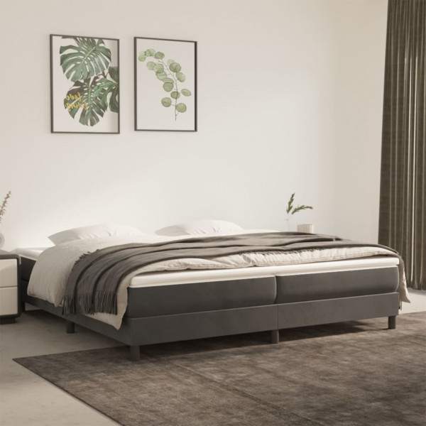 Estructura de cama box spring terciopelo gris oscuro 200x200 cm D