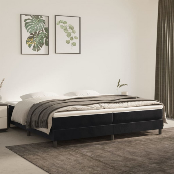Estructura de cama box spring terciopelo negro 200x200 cm D