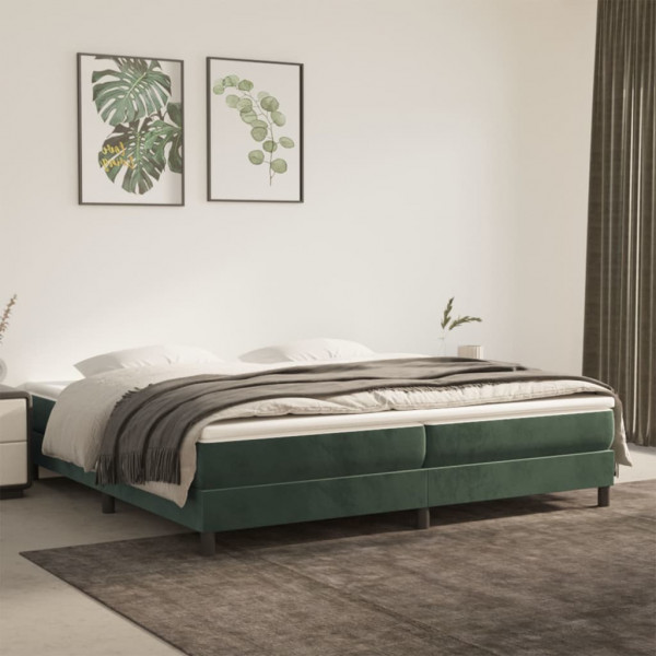 Estructura de cama box spring terciopelo verde oscuro 200x200cm D