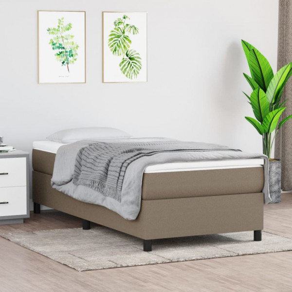 Estructura de cama box spring tela gris taupe 90x190 cm D