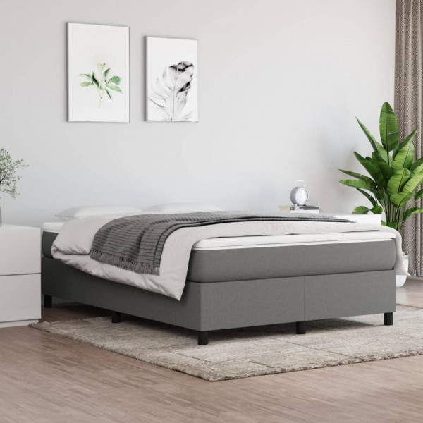 Estructura de cama box spring tela gris oscuro 140x190 cm D