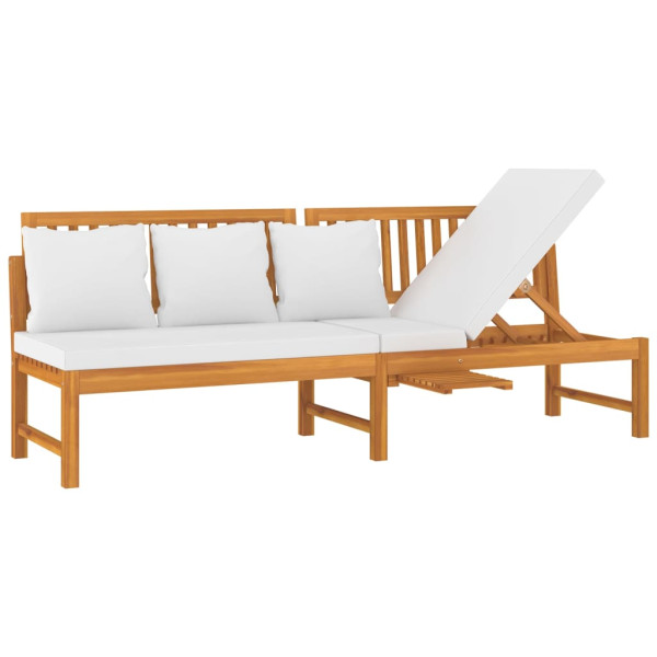 vidaxL Sofá cama con cojín madera maciza acacia crema 200x60x75 cm D