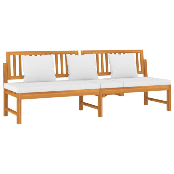 Sofá-cama c/ almofadão creme 200x60x75 cm madeira acácia maciça M 2