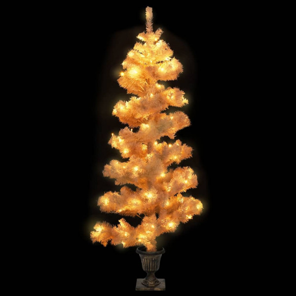 Árvore de Natal rotativa pré-iluminada + vaso PVC 120 cm branco M 3