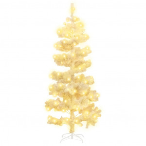 Árbol de Navidad en espiral con luces y soporte blanco 150 cm H
