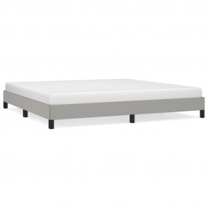 Estrutura de cama sem colchão 200x200 cm tecido cinzento-claro H
