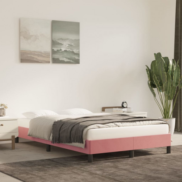 Estructura de cama de terciopelo rosa 120x200 cm D