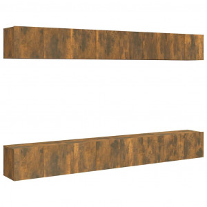 Muebles de TV 8 piezas madera color roble ahumado 60x30x30 cm H