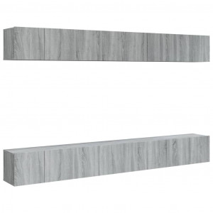 Muebles TV 8 uds madera contrachapada gris Sonoma 60x30x30 cm H