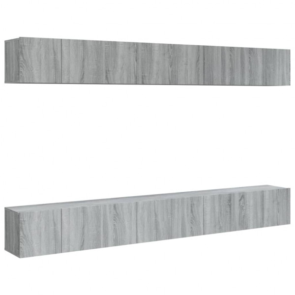 Muebles TV 8 uds madera contrachapada gris Sonoma 60x30x30 cm M 2
