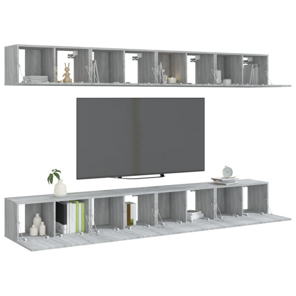 Móveis de TV 8pcs 60x30x30 cm derivados de madeira cinza sonoma M 3