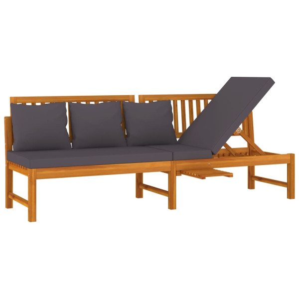 Sofá cama con cojín madera maciza acacia gris 200x60x75 cm M 2