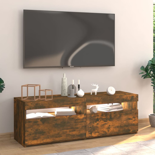 Mueble de TV con luces LED roble ahumado 120x35x40 cm M 4