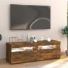 Mueble de TV con luces LED roble ahumado 120x35x40 cm 4